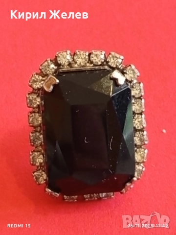 Обеци с черни камъни ОНИКС и диаманти закопчаване тип пиронче 37585, снимка 4 - Обеци - 52546529