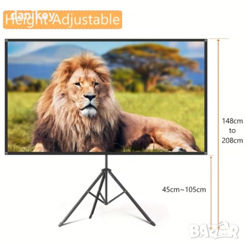 Full HD проектор + 80" Екран за проектор със стойка, снимка 3 - Плейъри, домашно кино, прожектори - 53281111