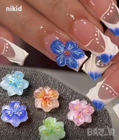 10 бр 3d малки цветя цветчета цветенца цвете декорация нокти маникюр акрил, снимка 2 - Продукти за маникюр - 53892996