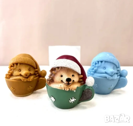 Молд таралеж в чаша коледен, снимка 2 - Форми - 51290871