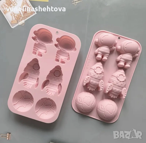 Ракета астронавт космос силиконов молд форма сапун фондан шоколад гипс декорация торта 