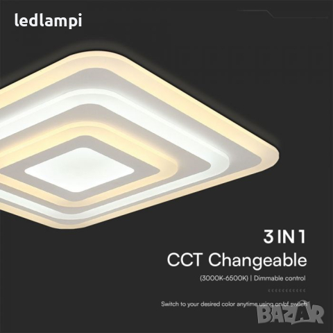 LED Плафониера 77W Димиране+Дистанционно Управление 3in1, снимка 2 - Лампи за таван - 44957218