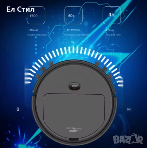 Интелигентна прахосмукачка робот 3в1 две четки и моп за почистване на домакинство, снимка 4 - Прахосмукачки - 53809307