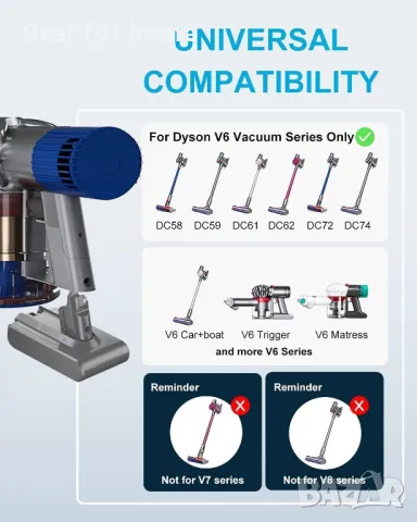 Батерия за прахосмукачка Dyson V6 батерия DTK DC62 4600mAh, снимка 5 - Прахосмукачки - 46936433