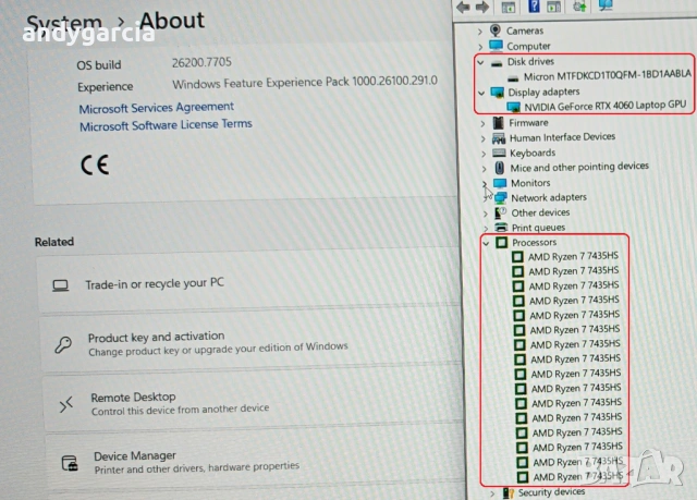 NVidia RTX 4060 8GB/AMD Ryzen 7 7435HS/24GB RAM/1TB SSD NVME/15.6 G-SYNC 144hz IPS/Lenovo LOQ, снимка 16 - Лаптопи за игри - 53495720