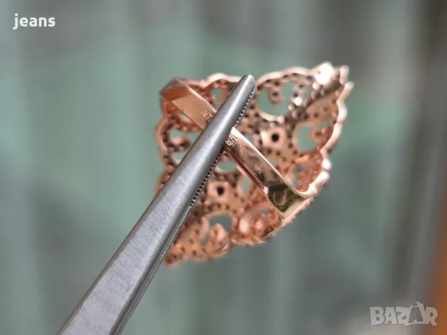 Сребърен пръстен с розово покритие 17556, снимка 6 - Пръстени - 50325703