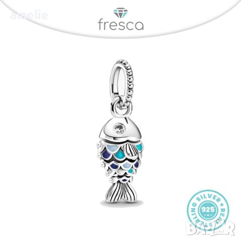 Талисман сребро 925 Fresca по модел тип Pandora Sweet Fish. Колекция Amélie, снимка 1 - Гривни - 39013645