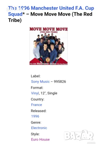 The 1996 Manchester United F.A. Cup Squad – Move Move Move (The Red Tribe)  За феновете на MANCHESTE, снимка 3 - Грамофонни плочи - 48241850