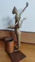 Стара африканска фигура от бронз и дърво, сувенир от Niamey 1955 година, снимка 3
