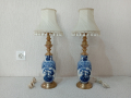Комплект от две старинни порцеланови лампи - лампа, снимка 1