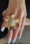 Уникален пръстен цвете с перли