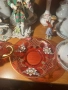 EGERMANN BOHEMIAN RUBY RED CRYSTAL Cup and Saucer - невероятно красив и стилен двоен сет , снимка 9