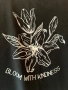 Черна памучна тениска L / XL размер с щампа с цветя и надпис bloom with kindness 🖤🖤🖤🖤, снимка 2