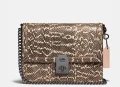 Луксозна Чанта за през рамо Coach Hutton с изцяло естествена змийска кожа, снимка 1
