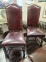 2 стола тип Честърфийлд от естествена кожа, с висок гръб и дърворезба., снимка 1 - Столове - 45301405
