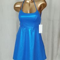  HALARA S Синя еластична рокля с брокатен отблясък, снимка 1 - Рокли - 45444808