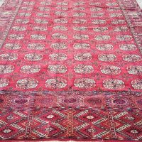 Ръчно тъкан огромен Туркменски килим модел Бухара килимът няма забележки просто трябва да се освежи, снимка 6 - Килими - 45452941