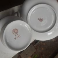Руски порцелан позлата две големи чаши с чинийки печати, снимка 5 - Антикварни и старинни предмети - 45387454