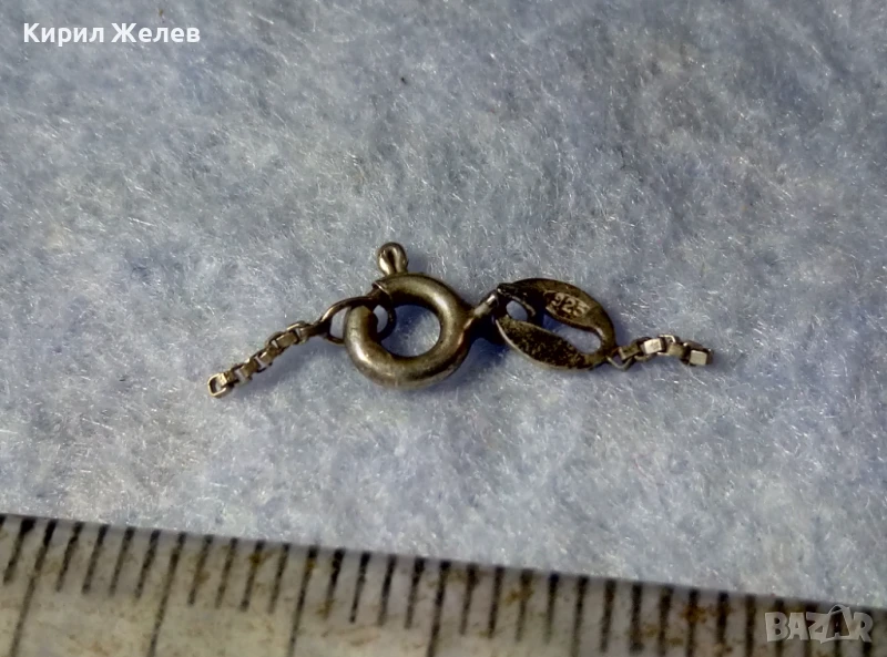 СТАРА СРЕБЪРНА КАРАБИНКА ЗАКОПЧАЛКА За КОЛИЕ ЛАНЕЦ ВЕРИЖКА ГРИВНА СРЕБРО 925 ПРОБА 30233, снимка 1