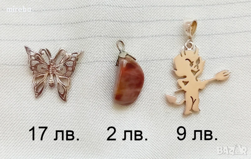 Висулки за колие, сребро, естествен камък, снимка 1