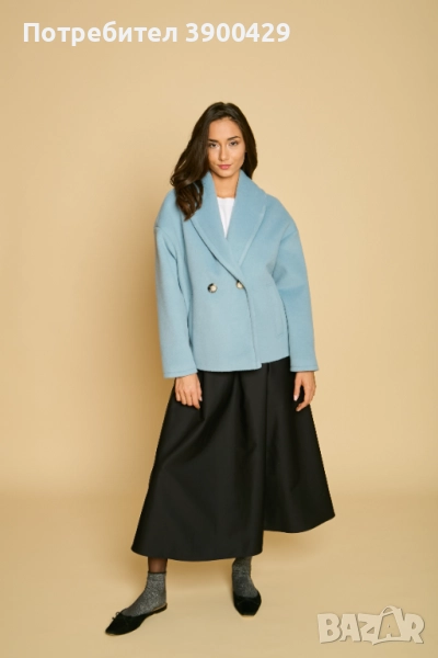 Дамско Вълнено Късо Палто Gabriel coat - Небесно Синьо, снимка 1