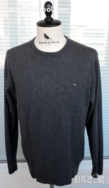 Tommy Hilfiger Men`s Grey Cotton Cashmire Long Sleeve Round Neck Jumper Size L, снимка 1