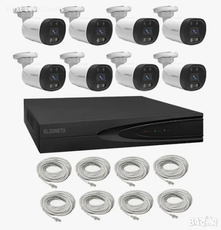 🔒 Система за видеонаблюдение 4K Ultra HD – 8 камери + 8-канален NVR с PoE и двупосочно аудио, снимка 1