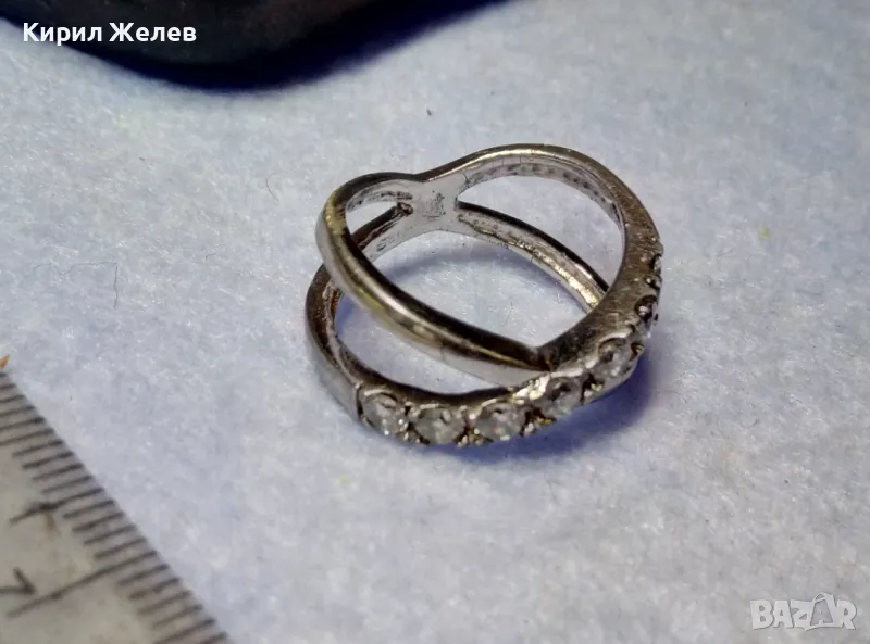 ФЕШЪН АРТ СКЪПОЦЕНЕН СРЕБЪРЕН ПРЪСТЕН РОДИЛАНО СРЕБРО 925 с ФАСЕТИРАНИ БЛЕСТЯЩИ ЦИРКОНИ 47578, снимка 1