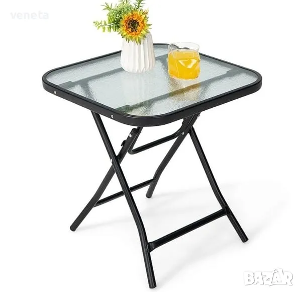 18-инчова квадратна бистро маса за вътрешен двор с неръждаема рамка , снимка 1