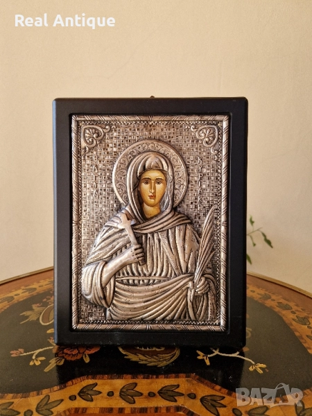 Чудесна антикварна сребърна икона със сертификат и маркировка , снимка 1