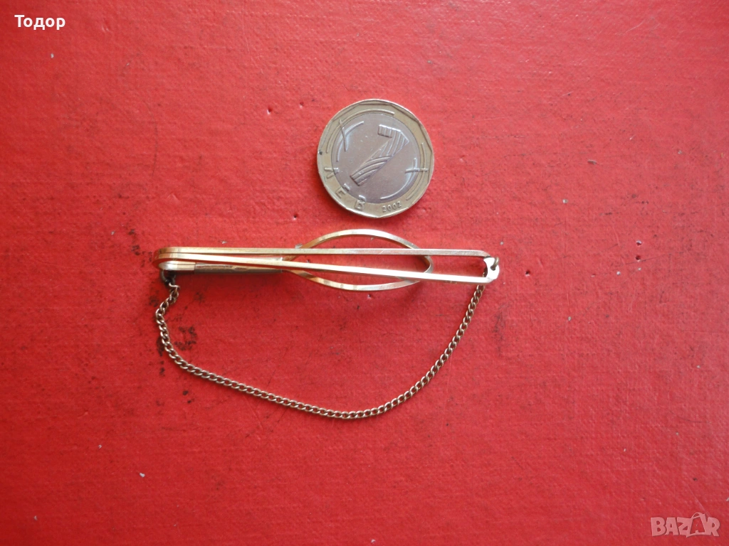 Позлатена игла щипка за вратовръзка Strattun Roled Gold , снимка 1