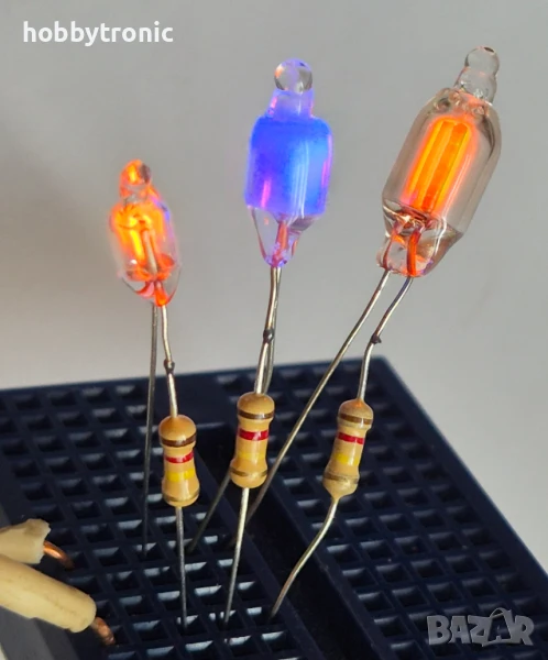 Глимлампи - оранжеви и сини, с гасящ резистор , снимка 1