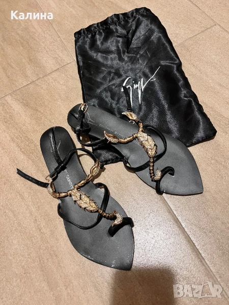 ЧИСТО НОВИ Черни сандали, снимка 1