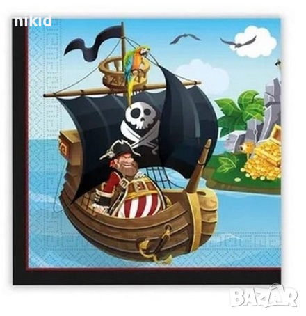Пират Пирати Пиратско 10 парти салфетки рожден ден, снимка 1
