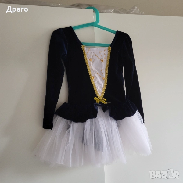 Детска рокля тъмно синьо/бяло - 5/6г, снимка 1