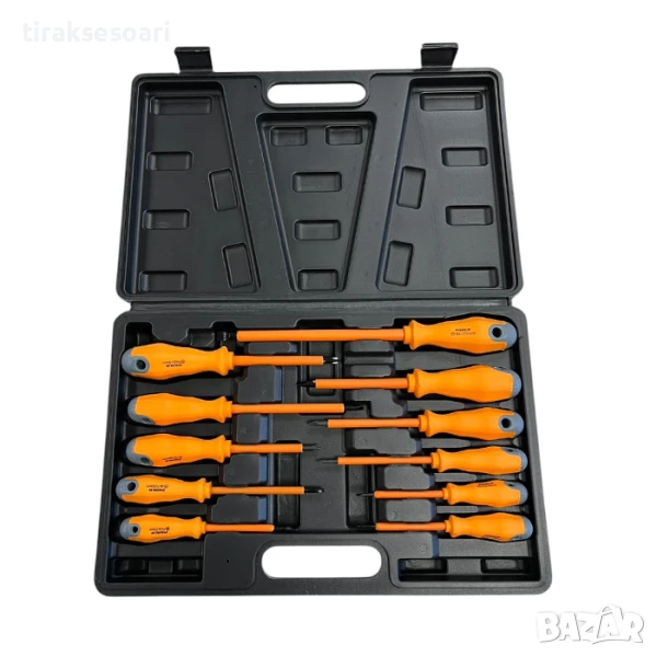 Комплект Изолирани Отвертки 11 бр. – Плоски и Кръстати, снимка 1