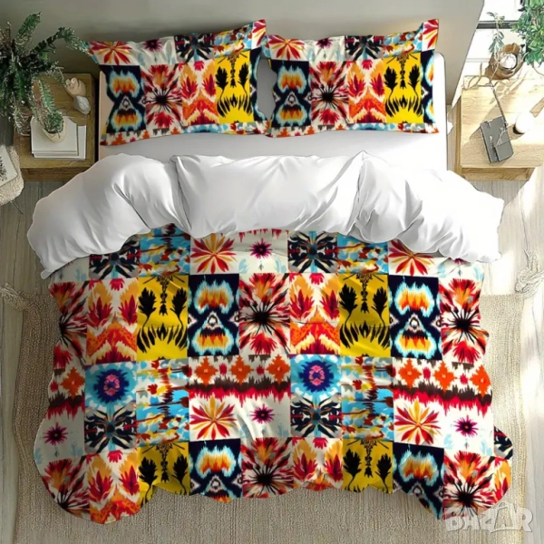 Нов 100% памук спален комплект ( бохо стил ), снимка 1