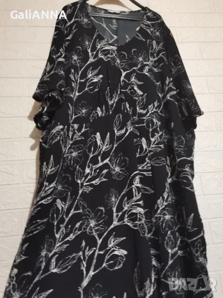 ДЪЛГА РОКЛЯ В ЧЕРНО И БЯЛО 4XL-6XL, снимка 1