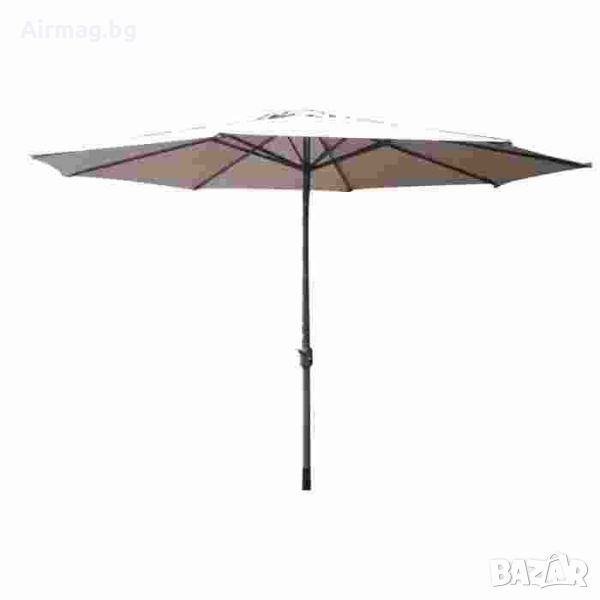 Градински алуминиев чадър с механизъм TLB005-350-6 таупе / 350см, снимка 1