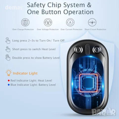 Нагреватели за ръце, презареждащи се с USB и за многократна употреба, комплект от 2 броя за до 12 ч, снимка 5 - Други стоки за дома - 49893682