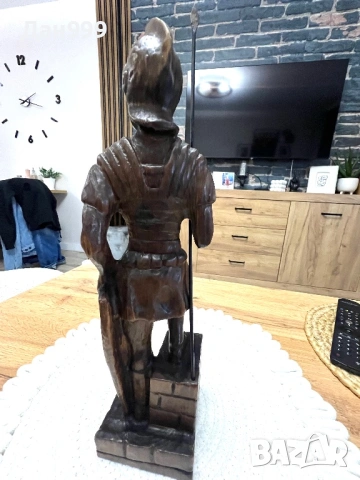 Уникална статуетка на римски легионер - дърворезба, снимка 4 - Колекции - 54078825
