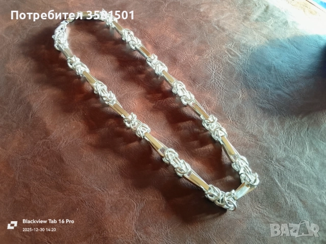 170/Сребърен Синджир Царска плетка-82грама., снимка 2 - Колиета, медальони, синджири - 52941968