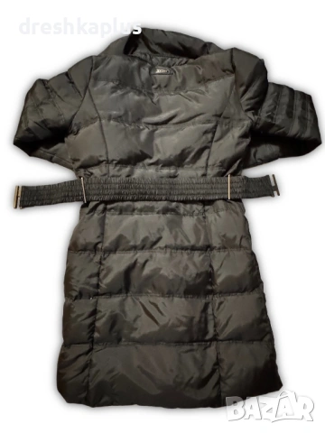 ZARA BASIC – Дълго капитонирано яке с колан – Каки зелено – Размер M, снимка 2 - Якета - 53257113