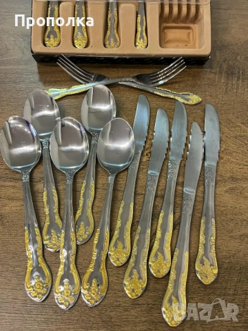  К-т прибори барокови орнаменти за шест души, неупотребявани -24бр., снимка 13 - Прибори за хранене, готвене и сервиране - 53631442
