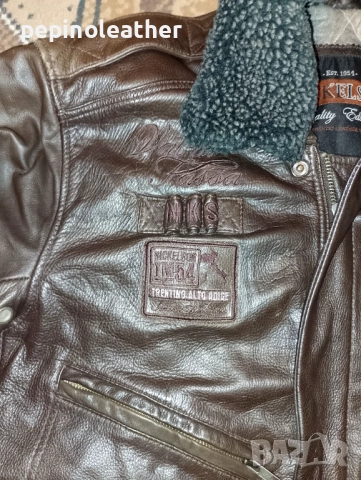 NICKELSON английско пилотско кожено яке тип MА-1, размер L-XL / 54, снимка 2 - Якета - 52794057