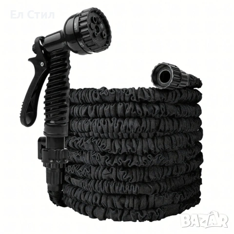 Гъвкав разтеглив градински маркуч 30м – Пълен комплект с пистолет (7 функции) и конектори, снимка 18 - Градински инструменти - 53566954