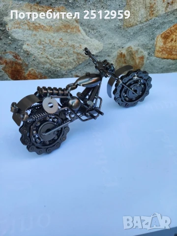 Метален мотоциклет, ръчно изработен от болтове и гайки, снимка 4 - Колекции - 51395961