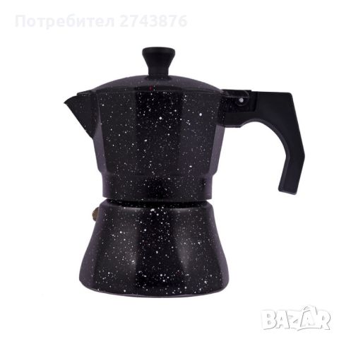 Кафеварка за котлон за 3 кафета Moka Coffee-Черна мраморна , снимка 1 - Аксесоари за кухня - 46168347