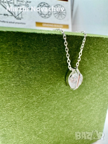 Сребърно колие с мойсанит (Диамант) 1 карат, снимка 9 - Колиета, медальони, синджири - 53611732