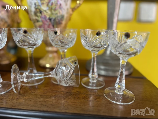 Сливенски кристални чаши “Зорница” 6 броя-90 мл пълни Наличен етикет Цена-120 лв, снимка 2 - Сервизи - 51076359